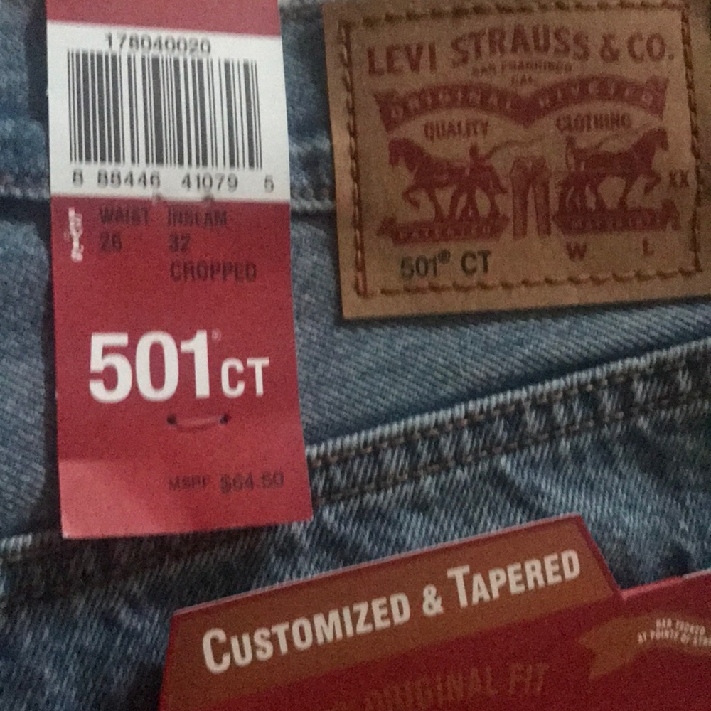 Levi's 501 CT BF Jeans Sz26 Ins32 100% Cotton - Picture 5 of 6